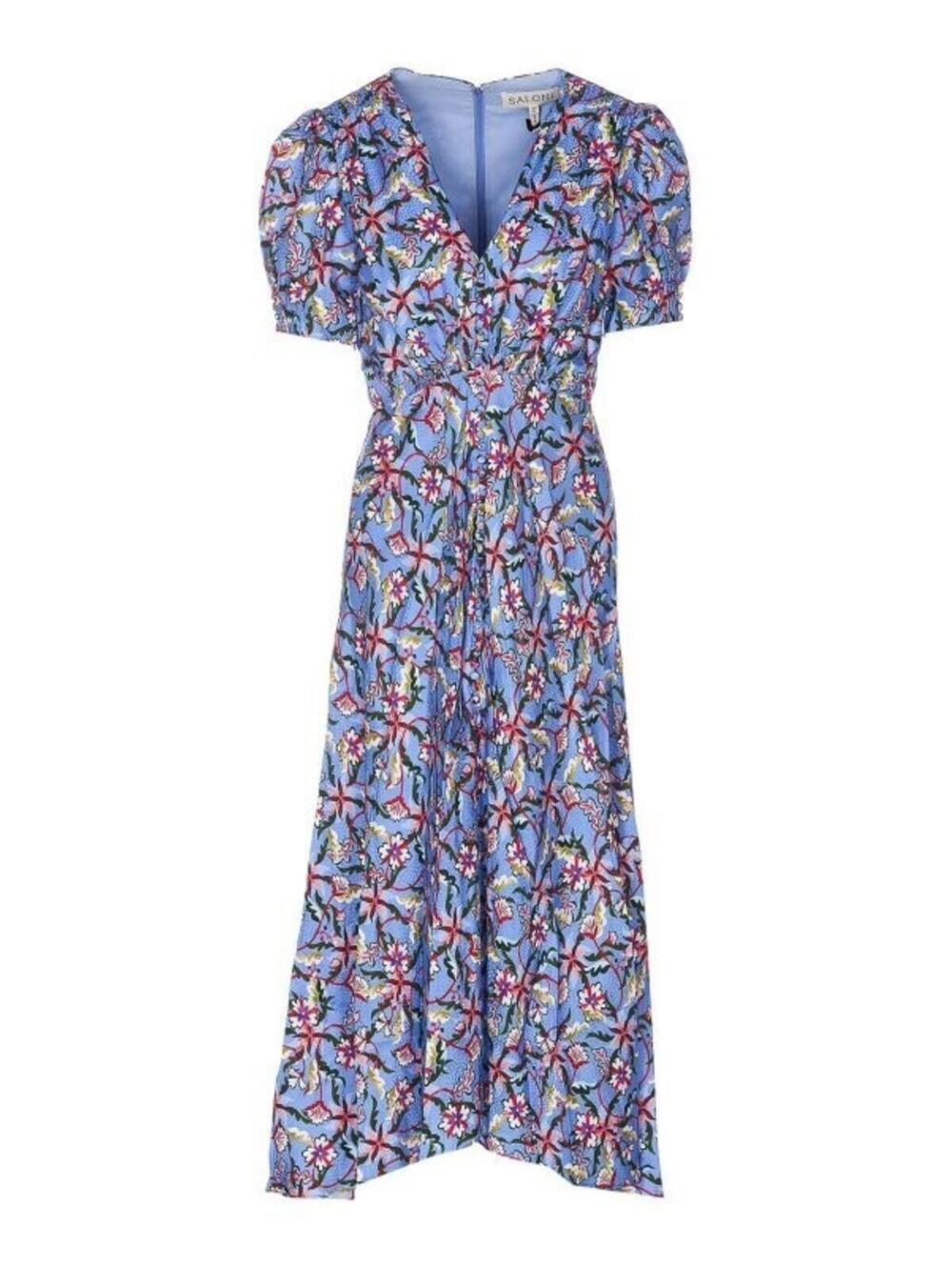 NEW, Saloni Lea Long Dress in Blue Sz 12 #LD0279